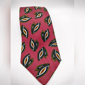 Talbott Studio Men's Silk Necktie Tie Abstract Leaf pattern Hand Sewn 58…